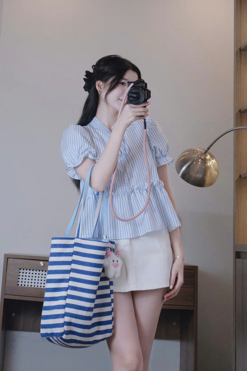 SÉT ÁO SỌC PHỐI VÁY COTON LẠNH CÓ QUẦN LÓT (2)